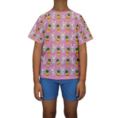 Easter Kawaii Pattern Kids  Short Sleeve Swimwear by Valentinaart