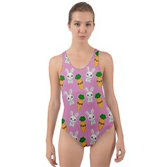 Easter Kawaii Pattern Cut-out Back One Piece Swimsuit by Valentinaart