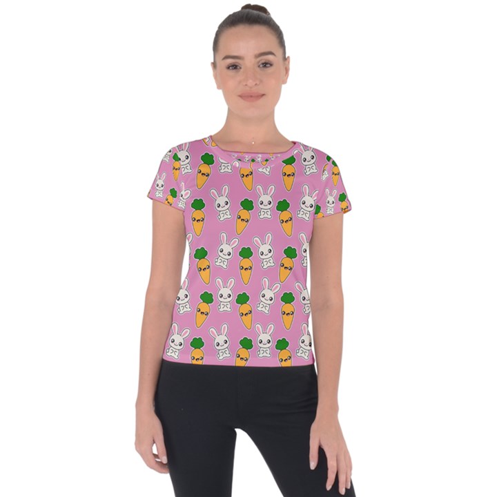 Easter Kawaii Pattern Short Sleeve Sports Top 