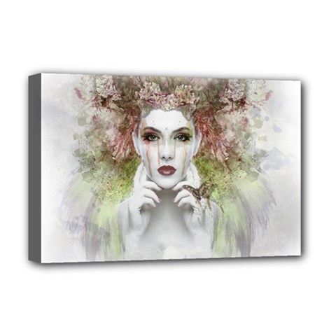 Woman Face Abstract Colorful Deluxe Canvas 18  X 12   by ImagineWorld