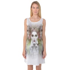 Woman Face Abstract Colorful Sleeveless Satin Nightdress