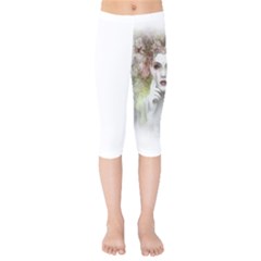 Woman Face Abstract Colorful Kids  Capri Leggings  by ImagineWorld