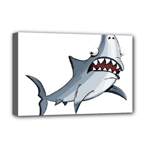 Scary Cute Shark Deluxe Canvas 18  X 12   by ImagineWorld