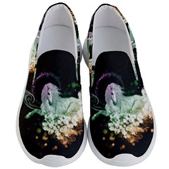 Wonderful Unicorn With Flowers Men s Lightweight Slip Ons by FantasyWorld7