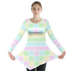 Geometric Pastel Design Baby Pale Long Sleeve Tunic  by Nexatart