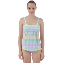 Geometric Pastel Design Baby Pale Twist Front Tankini Set by Nexatart