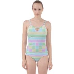 Geometric Pastel Design Baby Pale Cut Out Top Tankini Set by Nexatart