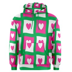 Pink Hearts Valentine Love Checks Men s Pullover Hoodie by Nexatart