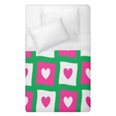 Pink Hearts Valentine Love Checks Duvet Cover (single Size) by Nexatart