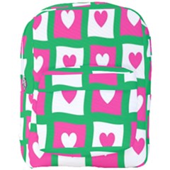 Pink Hearts Valentine Love Checks Full Print Backpack by Nexatart