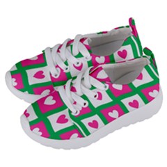 Pink Hearts Valentine Love Checks Kids  Lightweight Sports Shoes by Nexatart