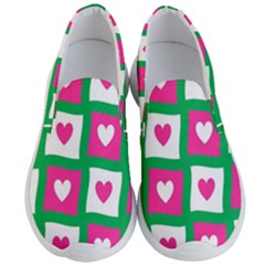 Pink Hearts Valentine Love Checks Men s Lightweight Slip Ons by Nexatart