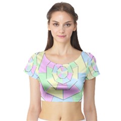 Color Wheel 3d Pastels Pale Pink Short Sleeve Crop Top by Nexatart