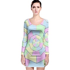 Color Wheel 3d Pastels Pale Pink Long Sleeve Bodycon Dress by Nexatart