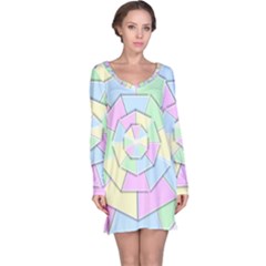 Color Wheel 3d Pastels Pale Pink Long Sleeve Nightdress by Nexatart