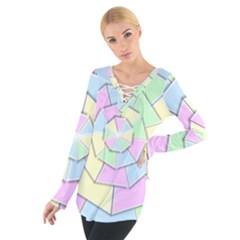 Color Wheel 3d Pastels Pale Pink Tie Up Tee by Nexatart