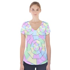 Color Wheel 3d Pastels Pale Pink Short Sleeve Front Detail Top by Nexatart