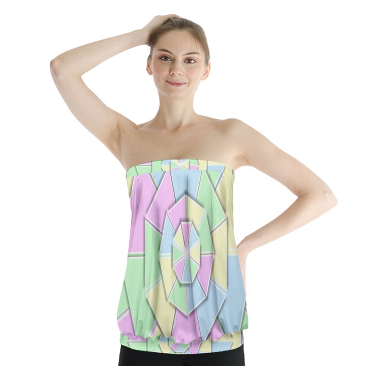 Color Wheel 3d Pastels Pale Pink Strapless Top