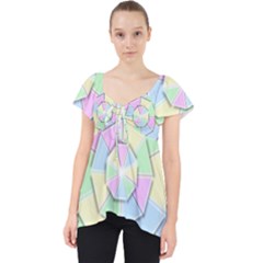 Color Wheel 3d Pastels Pale Pink Lace Front Dolly Top by Nexatart