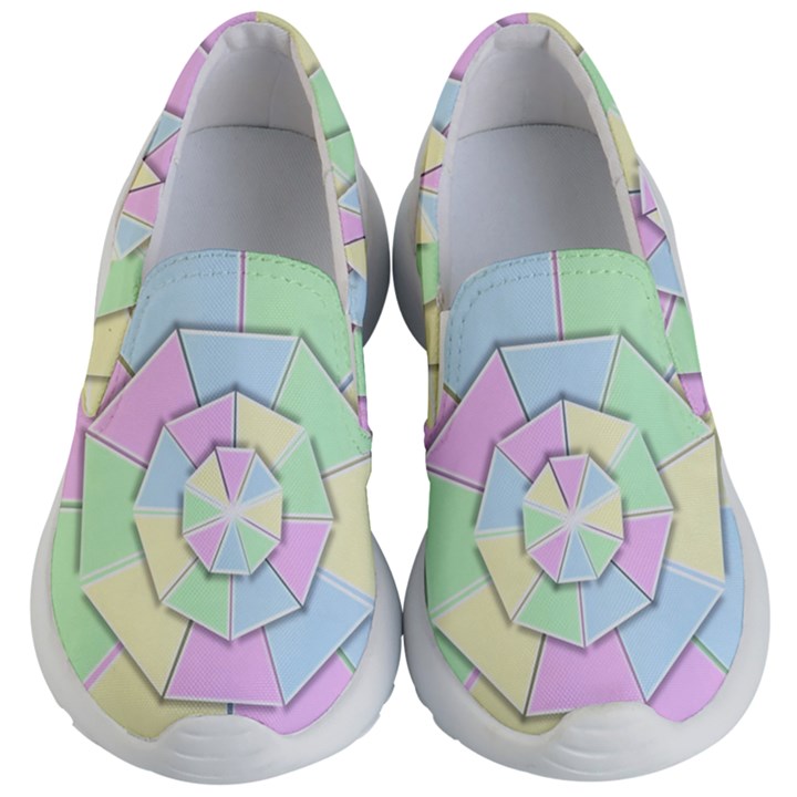 Color Wheel 3d Pastels Pale Pink Kid s Lightweight Slip Ons