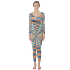 Fabric 3d Color Blocking Depth Long Sleeve Catsuit by Nexatart