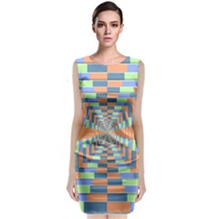 Fabric 3d Color Blocking Depth Classic Sleeveless Midi Dress by Nexatart