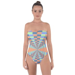 Fabric 3d Color Blocking Depth Tie Back One Piece Swimsuit by Nexatart