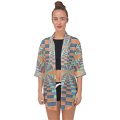 Fabric 3d Color Blocking Depth Open Front Chiffon Kimono by Nexatart