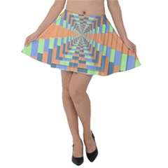 Fabric 3d Color Blocking Depth Velvet Skater Skirt by Nexatart