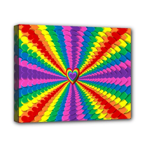 Rainbow Hearts 3d Depth Radiating Canvas 10  X 8  by Nexatart