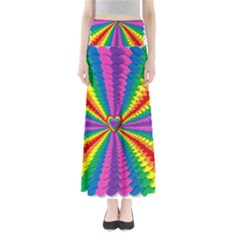 Rainbow Hearts 3d Depth Radiating Full Length Maxi Skirt by Nexatart