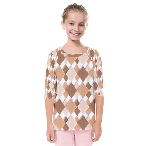 Fabric Texture Geometric Kids  Quarter Sleeve Raglan Tee by Nexatart