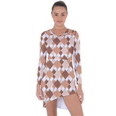 Fabric Texture Geometric Asymmetric Cut-out Shift Dress by Nexatart