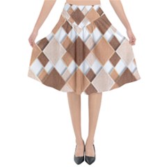 Fabric Texture Geometric Flared Midi Skirt