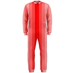 Red Monochrome Vertical Stripes Onepiece Jumpsuit (men) 