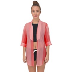 Red Monochrome Vertical Stripes Open Front Chiffon Kimono by Nexatart