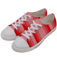 Red Monochrome Vertical Stripes Women s Low Top Canvas Sneakers by Nexatart