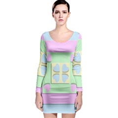 Hearts 3d Decoration Design Love Long Sleeve Bodycon Dress