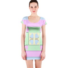 Hearts 3d Decoration Design Love Short Sleeve Bodycon Dress