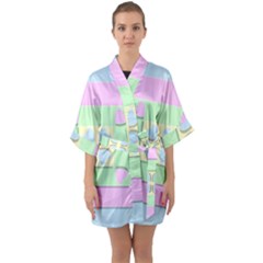 Hearts 3d Decoration Design Love Quarter Sleeve Kimono Robe