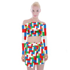 Geometric Maze Chaos Dynamic Off Shoulder Top With Mini Skirt Set by Nexatart