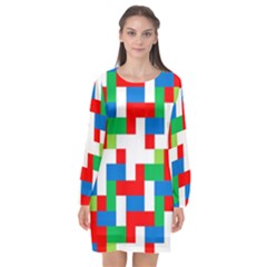 Geometric Maze Chaos Dynamic Long Sleeve Chiffon Shift Dress  by Nexatart