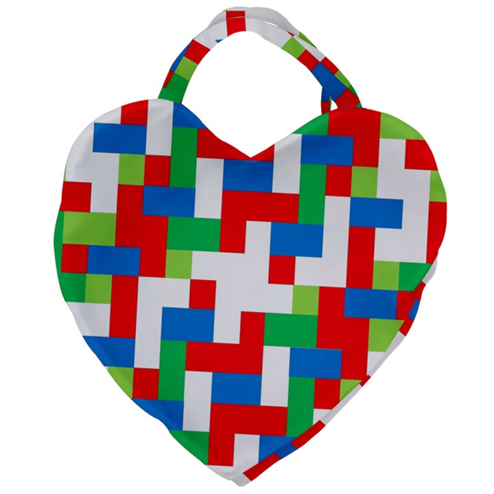 Geometric Maze Chaos Dynamic Giant Heart Shaped Tote