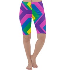 Geometric Rainbow Spectrum Colors Cropped Leggings  by Nexatart