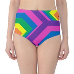 Geometric Rainbow Spectrum Colors High-waist Bikini Bottoms by Nexatart