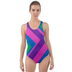 Geometric Rainbow Spectrum Colors Cut-out Back One Piece Swimsuit by Nexatart