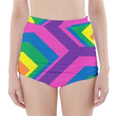 Geometric Rainbow Spectrum Colors High-waisted Bikini Bottoms by Nexatart