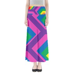 Geometric Rainbow Spectrum Colors Full Length Maxi Skirt by Nexatart