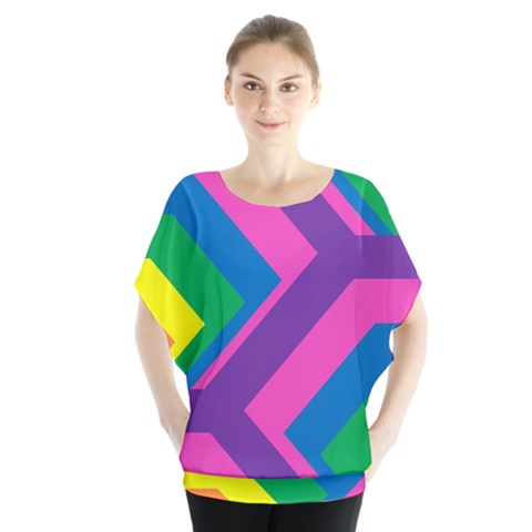 Geometric Rainbow Spectrum Colors Blouse by Nexatart