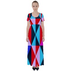 Geometric Pattern Design Angles High Waist Short Sleeve Maxi Dress